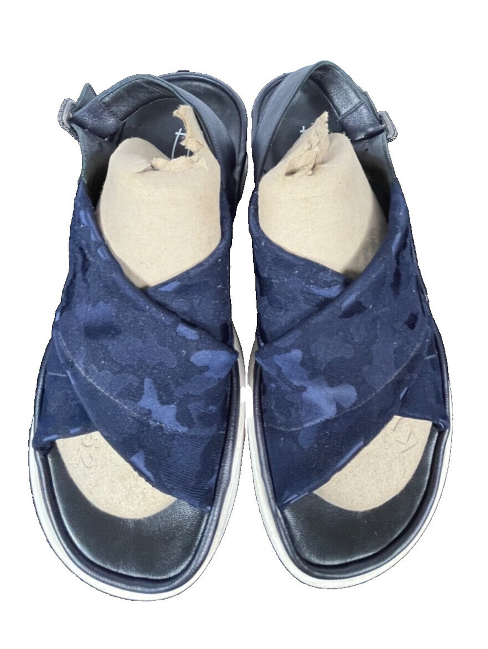 Thierry Rabotin Navy Stretch Comfort Slingback Sandals EU 37.5 US 7 Italy Rocker